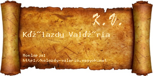 Kálazdy Valéria névjegykártya